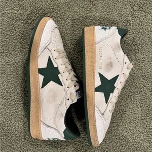 Men's Ball Star in white nappa leather with green leather star Size 41 / 8 US